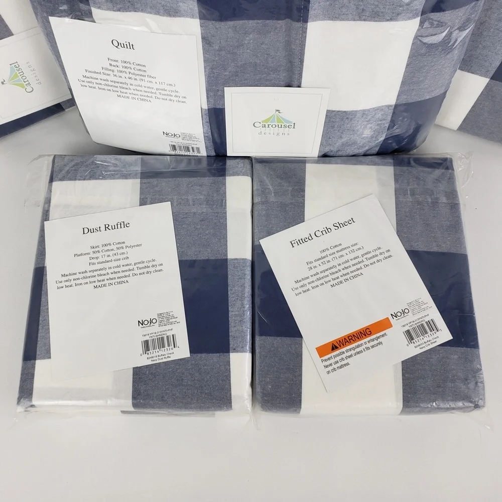 Carousel Woven Buffalo Check 5pc Crib Bedding Set